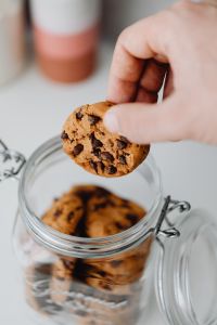 Chocolate chip cookies in a jar