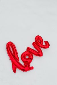 Kaboompics - Red Balloon in shape of Love Word