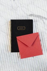 Red envelope & on marble