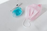 Hand sanitizer gel - face mask - thermometer - coronavirus - covid-19