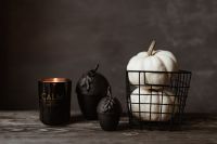 Dark mood home decorations with pumpkin & candle