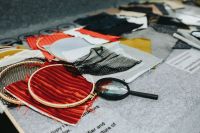 Kaboompics - Magnifying glass with fabric on a table