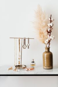 Jewellery Stand on a Marble Table, White Background