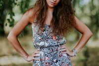 Kaboompics - A woman with long brown hair in a dress