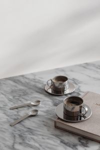 Arabescato Marble Table - Metal Coffee Cup - Calendar