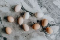 Fresh eggs on the marble table