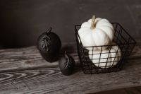 Dark mood home decorations with pumpkin & candle