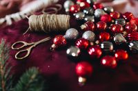 Kaboompics - Christmas Balls, Scissors and Twine
